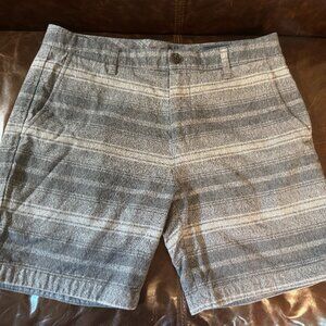 $99 Mens Bonobos Gray Grey Shorts 32 Medium stripe Cotton Linen blend WORN ONCE!